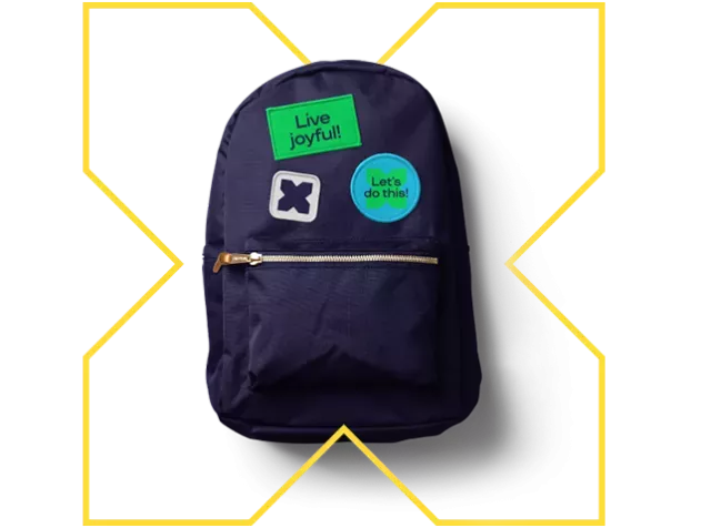 Pluxee X and a backpack